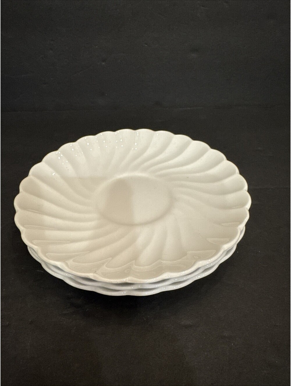 Vintage Johnson Brothers (3) Snowwhite  Regency Saucers 5.75” Wide